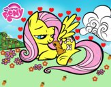 Fluttershy con un conejito