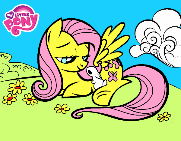 Fluttershy con un conejito