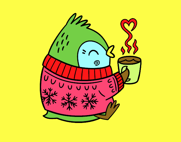 Pajarito tomando un té