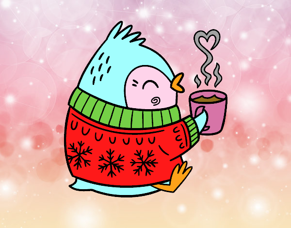 Pajarito tomando un té