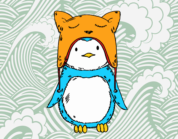 Pingüino con gorrito divertido