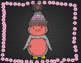 Pingüino con gorro de invierno