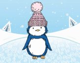 Pingüino con gorro de invierno