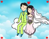 Recién casados en una nube