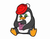 Un pingüino con regalo de Navidad