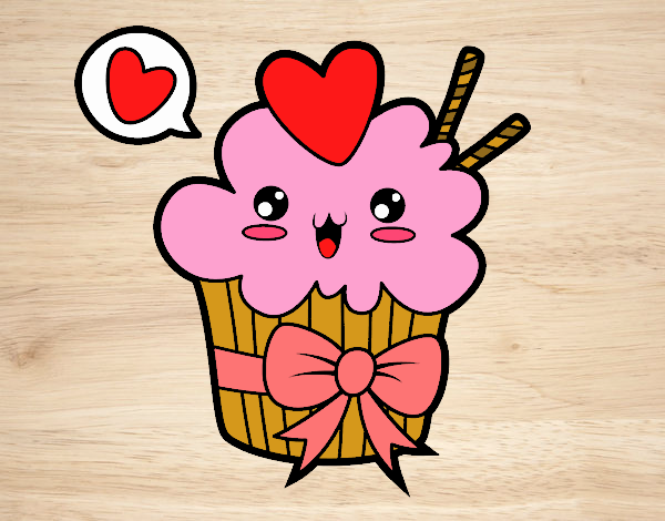 Cupcake kawaii con lazo