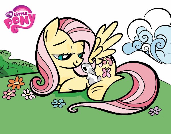 Fluttershy con un conejito