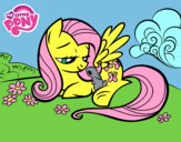 Fluttershy con un conejito