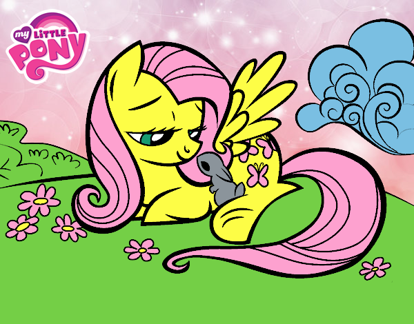 Fluttershy con un conejito