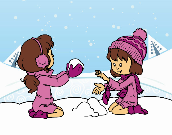 Niñas jugando con la nieve