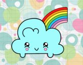 Nube con arco iris kawaii