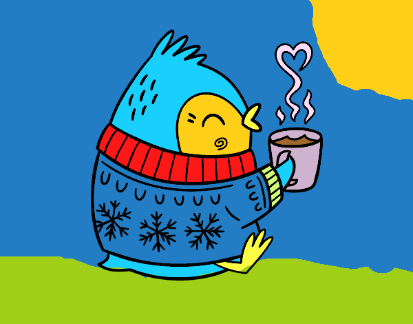 Pajarito tomando un té