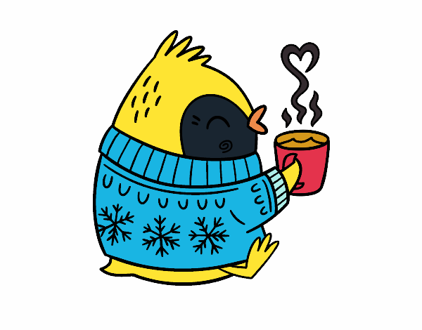 Pajarito tomando un té