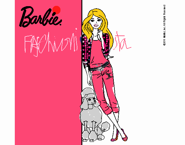 Barbie con cazadora de cuadros