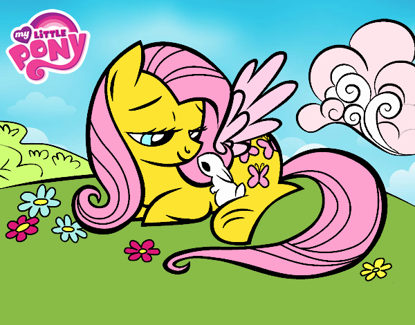 Fluttershy con un conejito