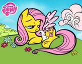 Fluttershy con un conejito