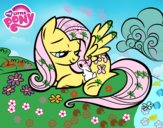 Fluttershy con un conejito