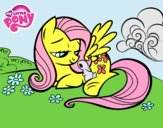 Fluttershy con un conejito