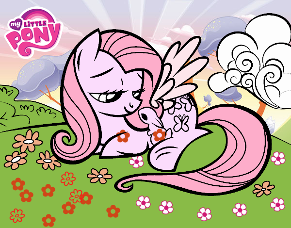 Fluttershy con un conejito