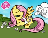 Fluttershy con un conejito