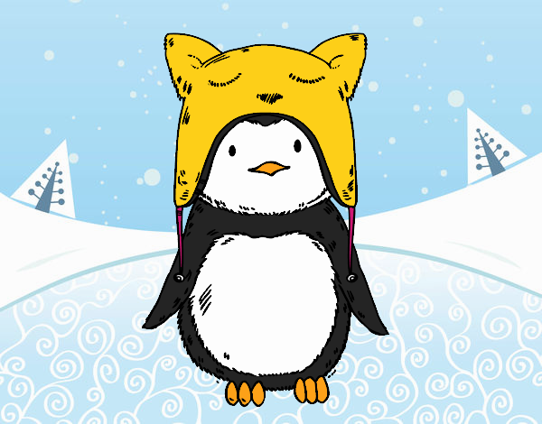 Pingüino con gorrito divertido