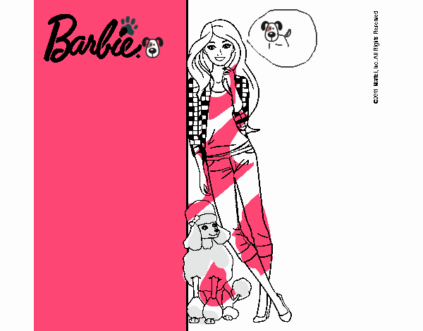 Barbie con cazadora de cuadros