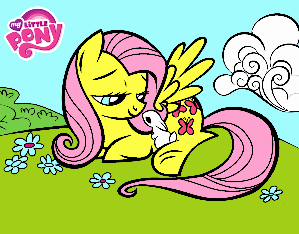 Fluttershy con un conejito