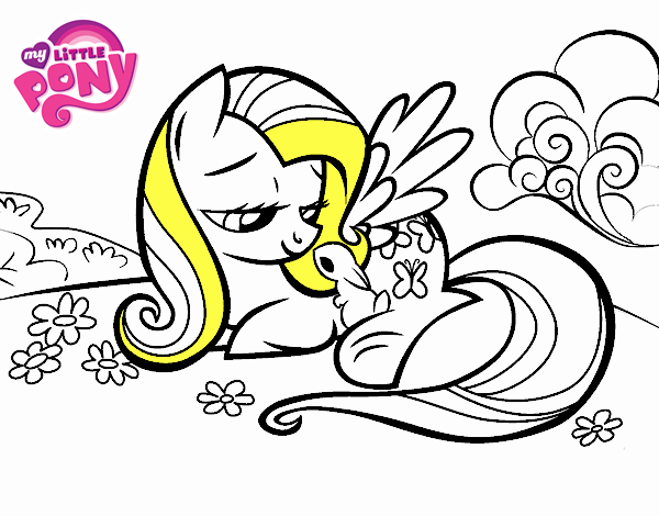 Fluttershy con un conejito