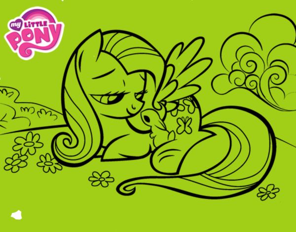 Fluttershy con un conejito