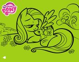 Fluttershy con un conejito