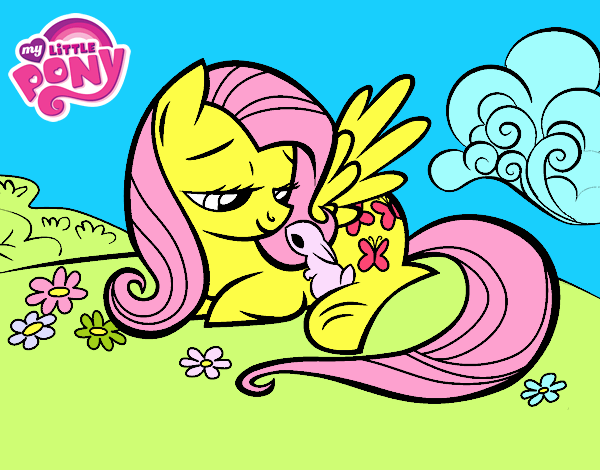 Fluttershy con un conejito