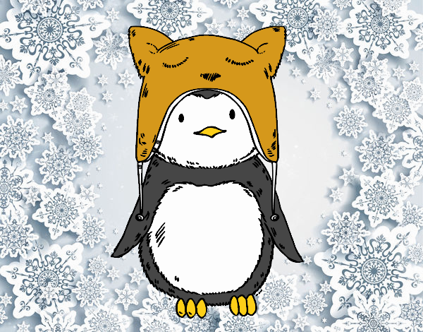 Pingüino con gorrito divertido