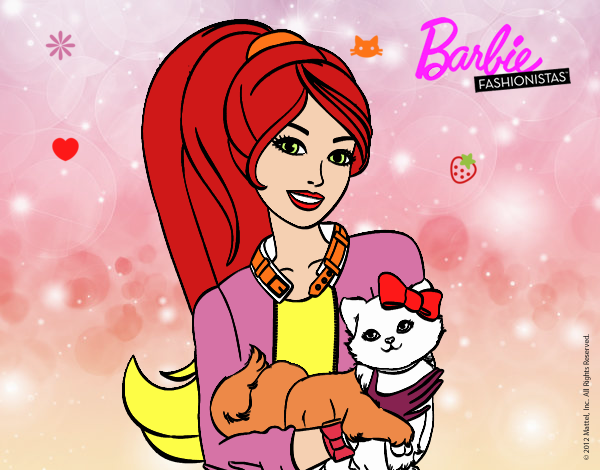 Barbie con su linda gatita