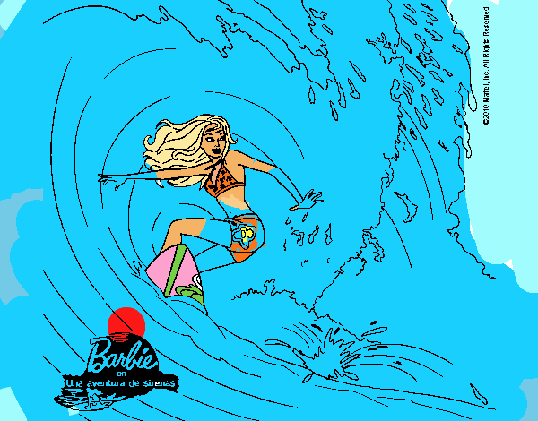 Barbie practicando surf