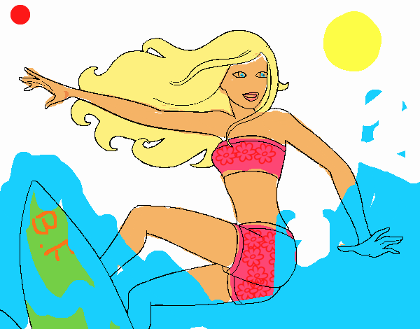 Barbie surfeando