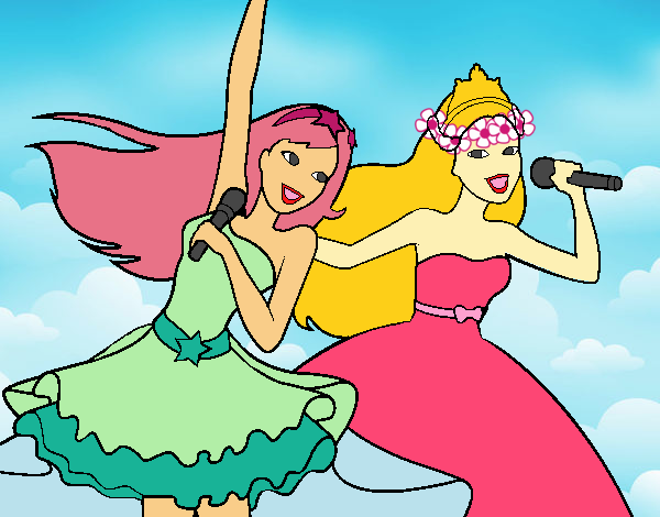 Barbie y la princesa cantando