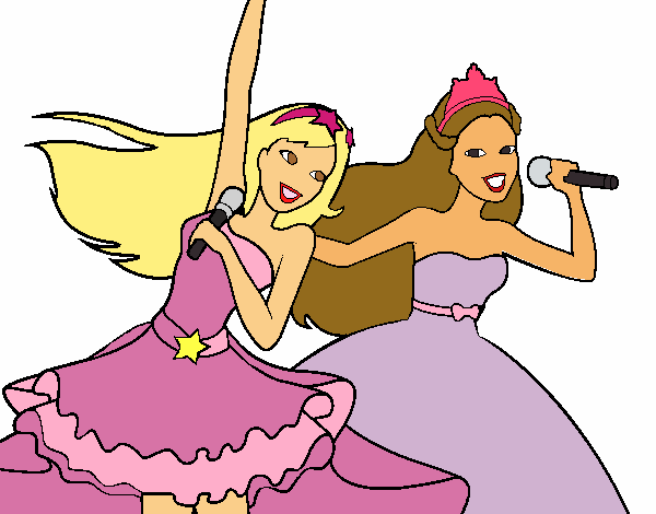 Barbie y la princesa cantando