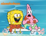 Bob Esponja y Patricio en bañador