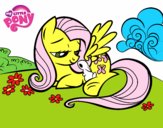 Fluttershy con un conejito