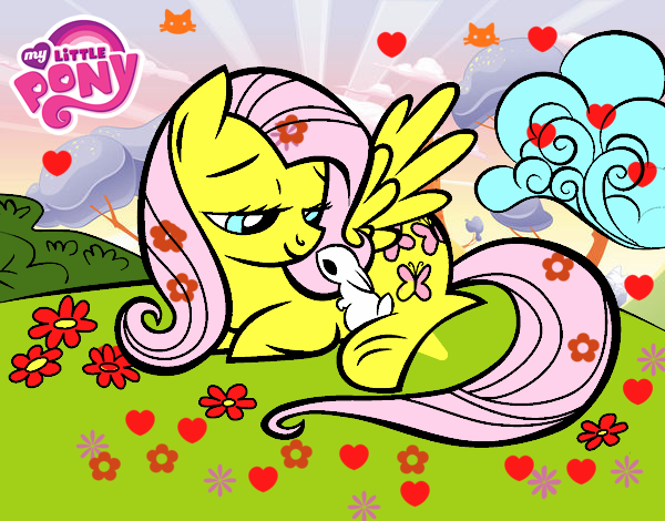 Fluttershy con un conejito