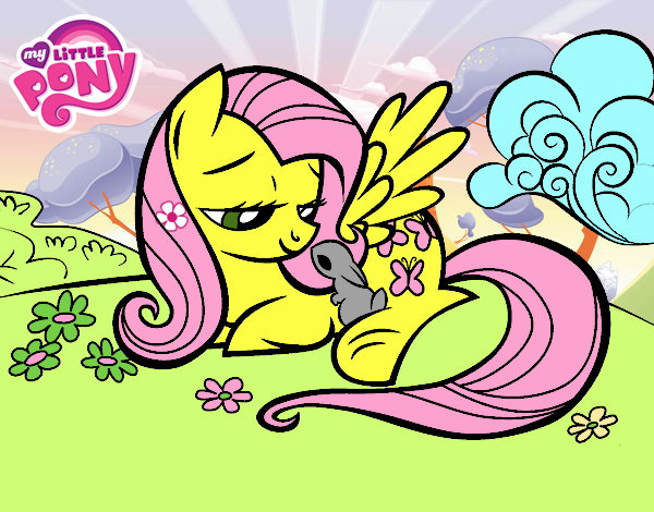 Fluttershy con un conejito