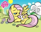 Fluttershy con un conejito