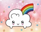 Nube con arco iris kawaii