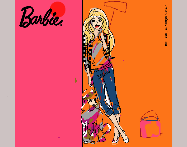 Barbie con cazadora de cuadros