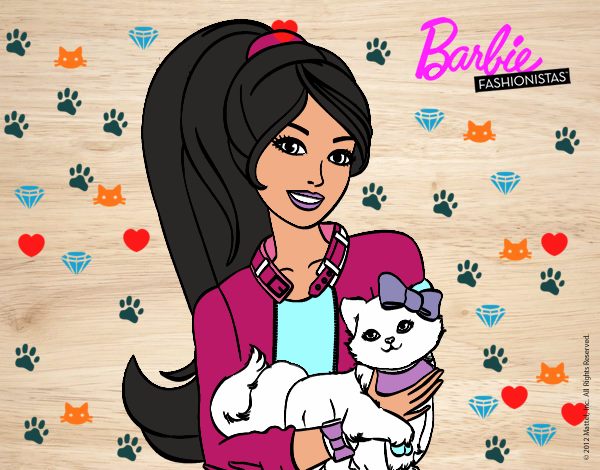 Barbie con su linda gatita