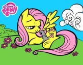 Fluttershy con un conejito