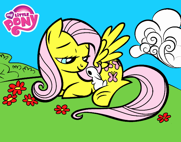 Fluttershy con un conejito