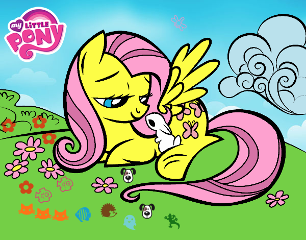 Fluttershy con un conejito