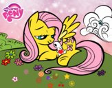 Fluttershy con un conejito