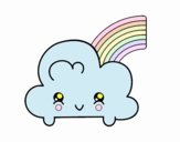 Nube con arco iris kawaii